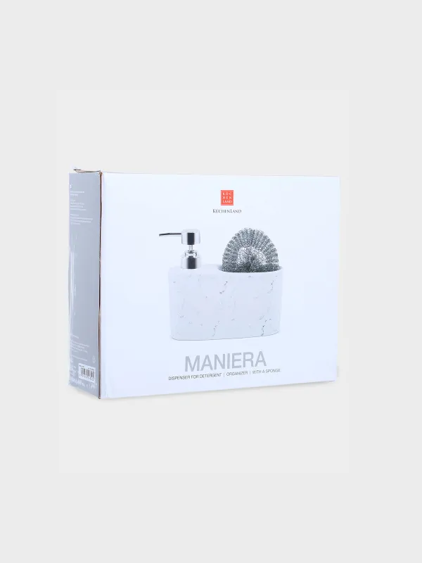 Жуғыш затқа арналған Диспенсер, 628 мл, ұйымдастырушы, губкамен, керамика, ақ, Maniera, image-3