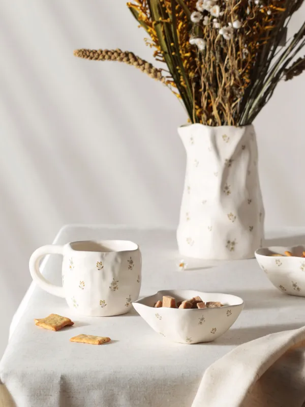 Кружка, 460 мл, керамика, молочная, Винтажные цветы, La flore, image-6