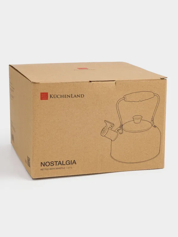 Чайник, 2,7 л, со свистком, сталь, молочный, Nostalgia, image-7