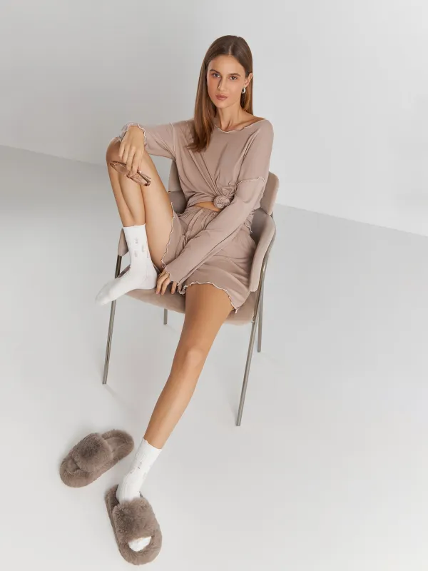 Әйелдерге арналған тәпішкелер, үйге арналған, өлшемі 36-37, жасанды үлбір, қоңыр, Bushy, image-6