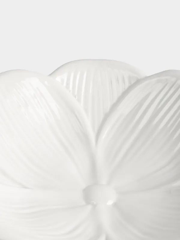 Аяқты ыдыс, 20х9 см, керамика, сүт түстес, Қоян және гүл, Rabbit bloome, image-2