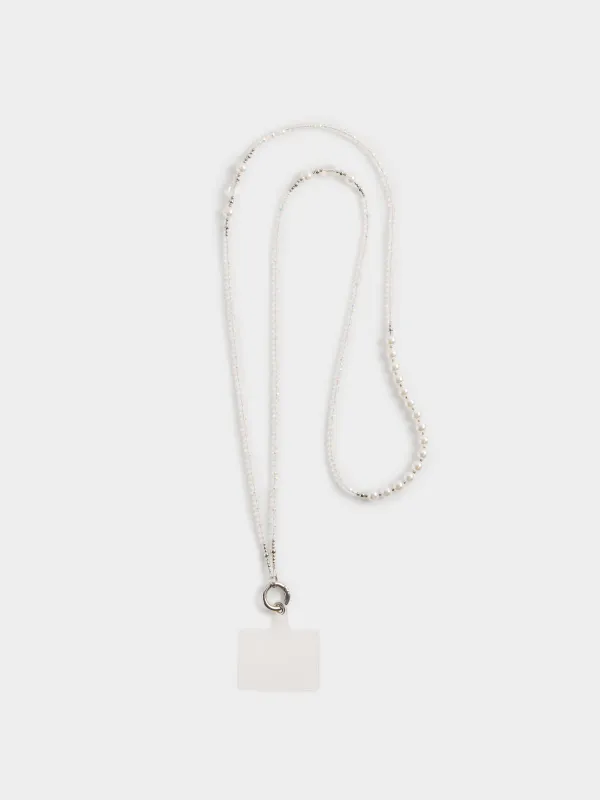 Цепочка, 1,2 м, для телефона, металл/стекло, молочная, Baroque, image-0