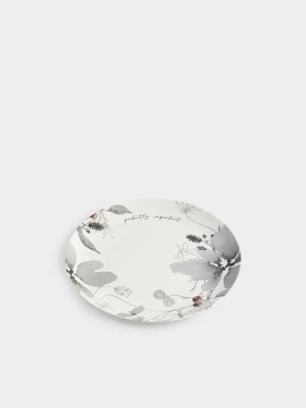 Түскі ас тәрелкесі, 27 см, фарфор N, Сұр гүлдер, Watercolor, image-1