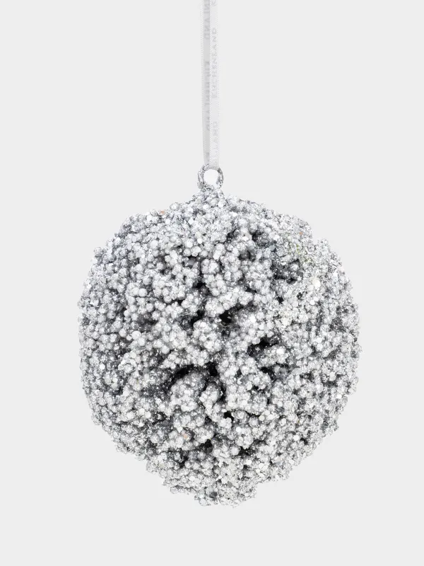 Шырша ойыншығы, 10 см, пенопласт, күміс, Шар, Ball sparkle, image-0