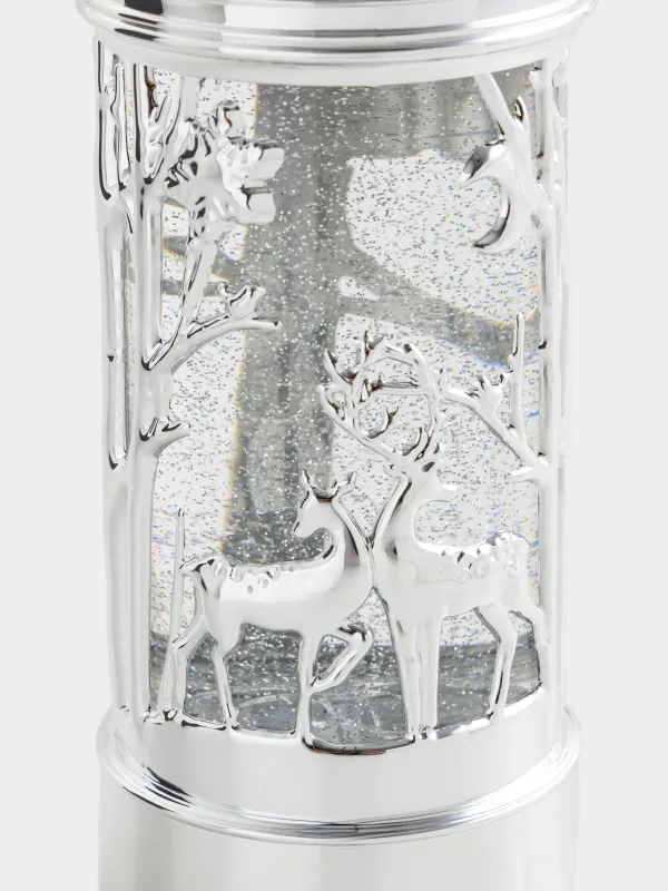 Қар шамы, 19 см, жарықтандырылған, пластик, күміс, Орман, Silver style, image-2