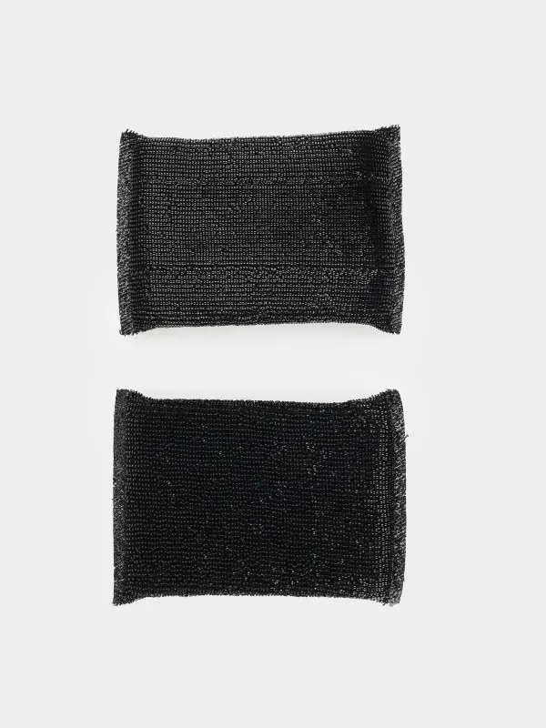 Губка для мытья посуды, 14x9 см, 2 шт, пластиковое волокно/поролон, черная, Black clean, image-0