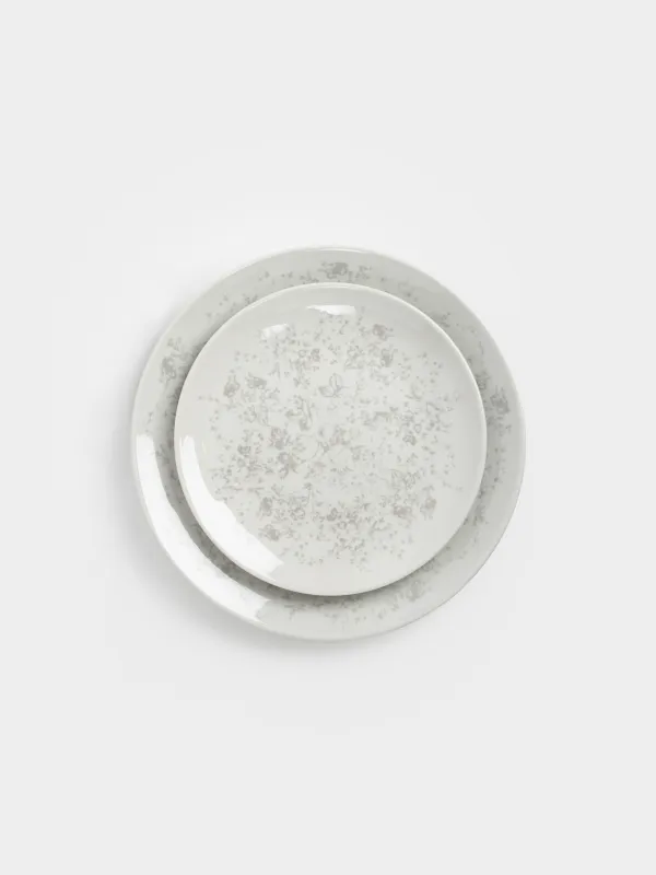 Ас сервизі, 6 адам, 18 зат, фарфор P, ақ, Сұр гүлдер, Gentle flowers, image-3