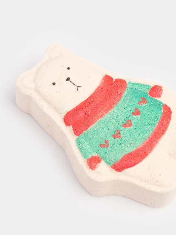 Бомбочка для ванны, 100 гр, бело-желтая, Зимние ягоды, Мишка в свитере, Bear, image-2