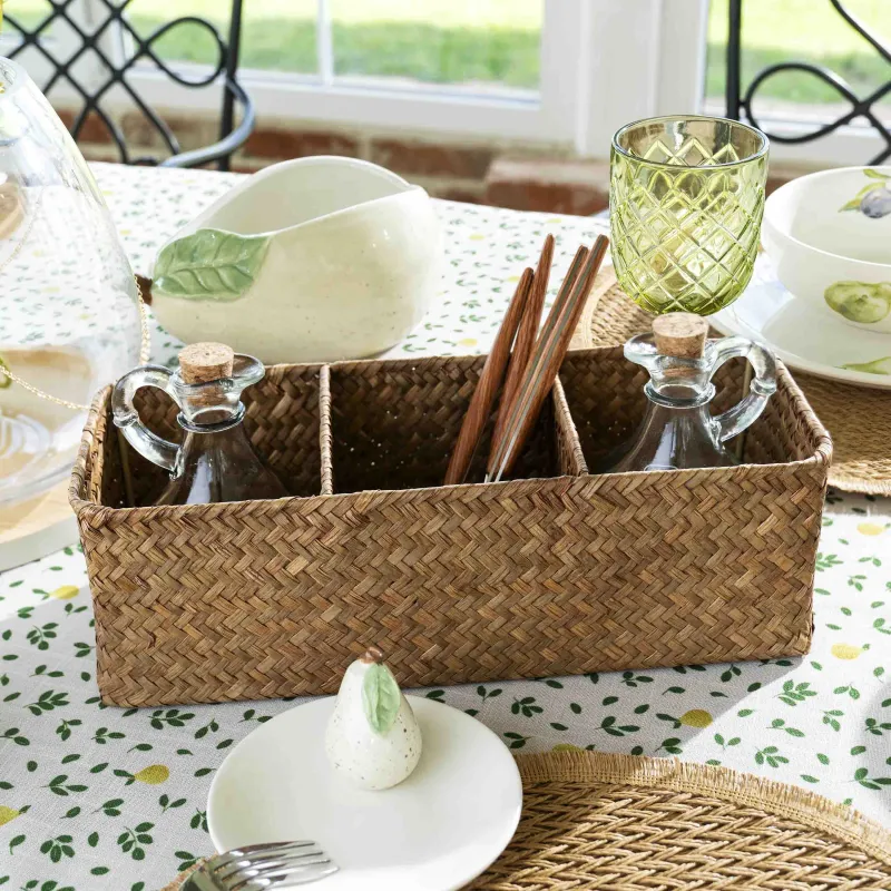 Сақтау себеті-ұйымдастырушы, 32x12x10 см, 3 отд, сабан, тікбұрышты, Slant, image-2