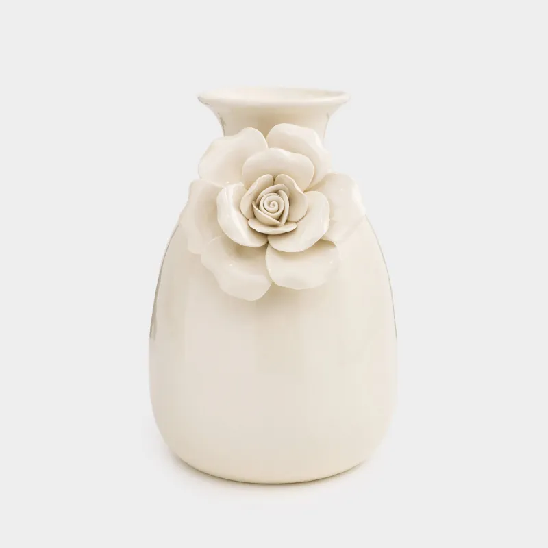 Ваза для цветов, 23 см, декоративная, фарфор P, молочная, Роза, Rose, image-0