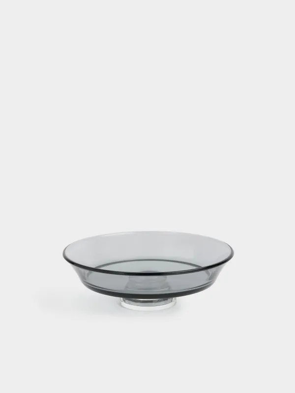 Блюдо на ножке, 20х7 см, стекло, серое, Clear grey, image-1