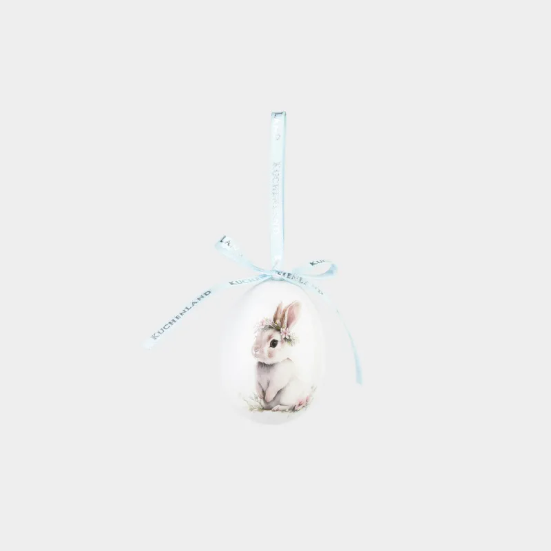 Подвеска, пасхальное яйцо, 6 см, пенопласт, Кролик с венком, Easter