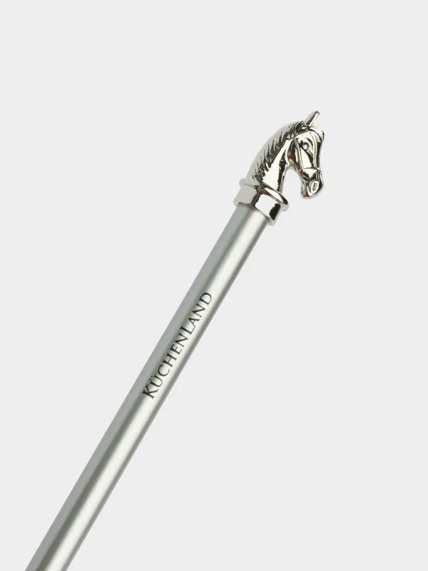 Карандаш, 18 см, чернографитный, с фигуркой, серебристый, Голова лошади, Draw figure, image-2