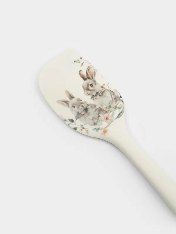 Лопатка-шпатель, 27 см, силикон, молочная, Кролики в цветах, Flora Easter, image-2