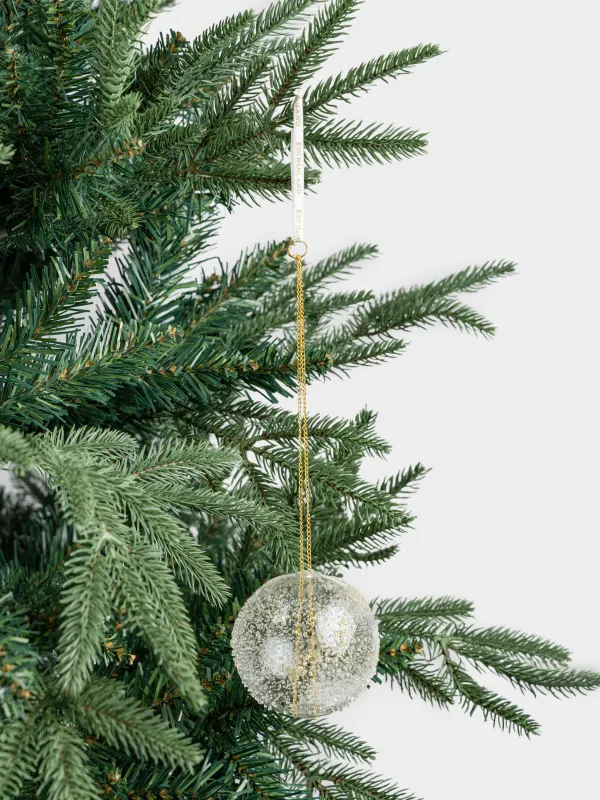 Шырша ойыншығы, 8 см, шыны, жылтырақтары бар, шампан, Аязды шар, Ball sparkle, image-3