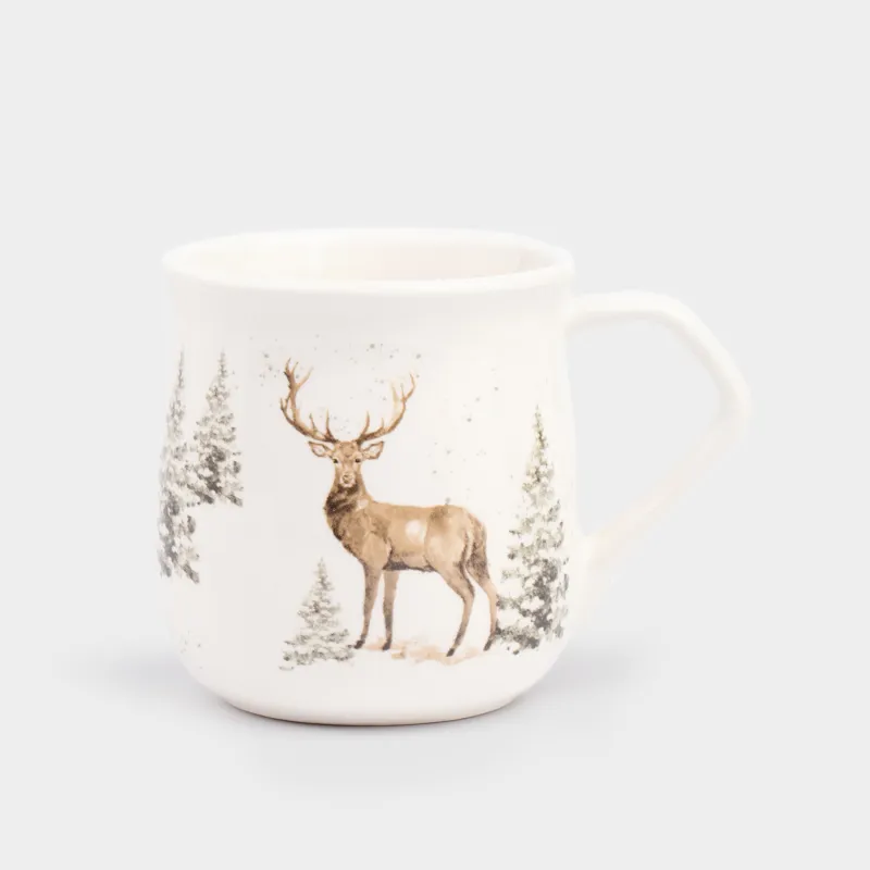 Саптыаяқ, 400 мл, керамика, ақ, Қарлы ормандағы бұғы, Woodland Story