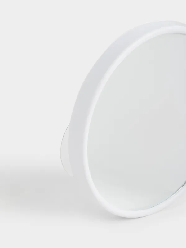 Аспалы айна, 13/12 см, үлкейткіш, сорғыштары барры бар, пластик, дөңгелек, ақ, Vesta, image-1