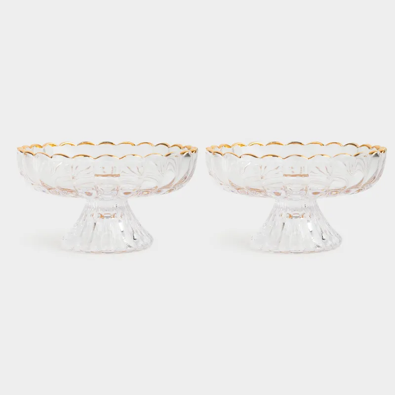 Креманка, 6 см, 140 мл, 2 дана, шыны Р, алтын жиегі бар, Ribby gold