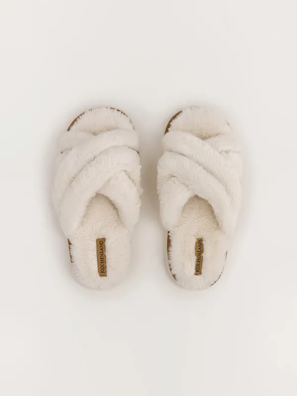 Әйелдер тәпішкелері, үйге арналған, өлшемі 40-41, жасанды үлбір, сүт түстес, Tape, image-1