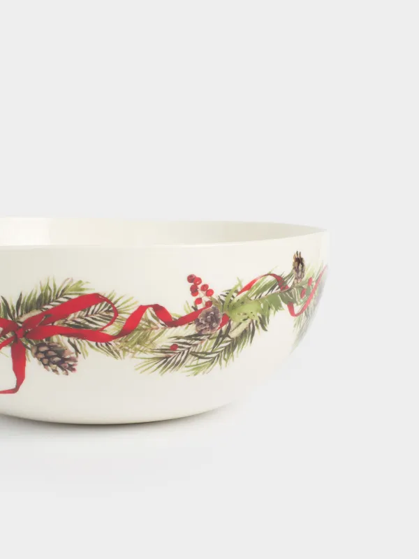 Салат ыдысы, 22х9 см, 2 л, фарфор N, ақ, дақты, Шырша бүршіктері мен шетен, Rowan delice, image-1