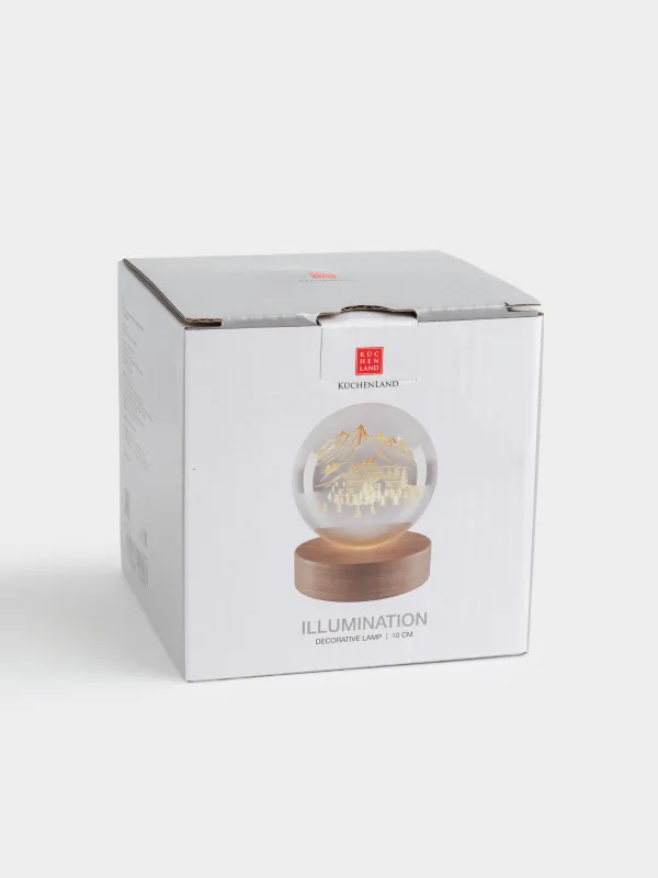 Светильник декоративный, 10 см, с подсветкой, стекло/дерево, Горы, Illumination, image-3