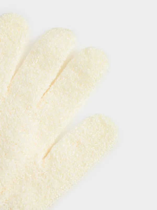 Перчатка для мытья тела, 20 см, 2 шт, отшелушивающая, нейлон, бежевая, Unique spa, image-4