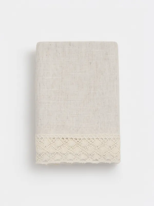 Скатерть, 170х250 см, с кружевом, Natural framed, image-12