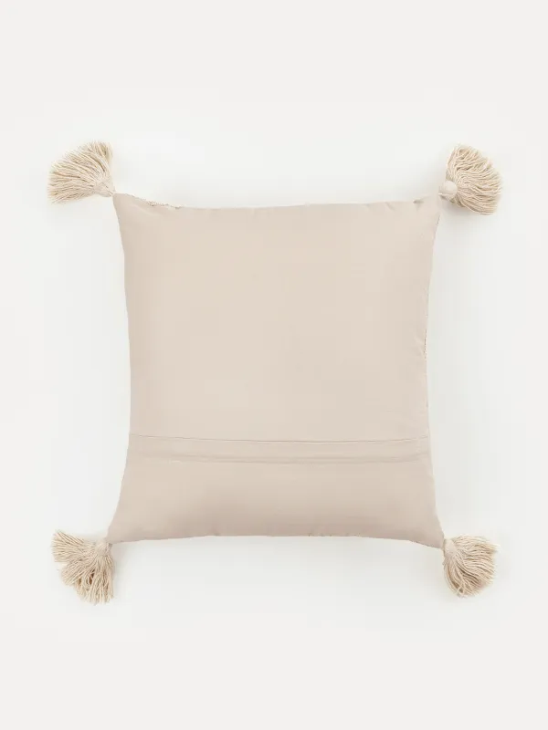 Сәндік жастық, 45х45 см, шашақтары бар, мақта/люрекс, сарғыш, Зигзаг, Strike, image-1