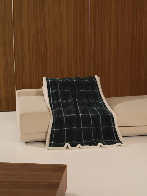 Жамылғы, 130х170 см, шениль/шерпа, қою жасыл, Тор, Hazel, image-0