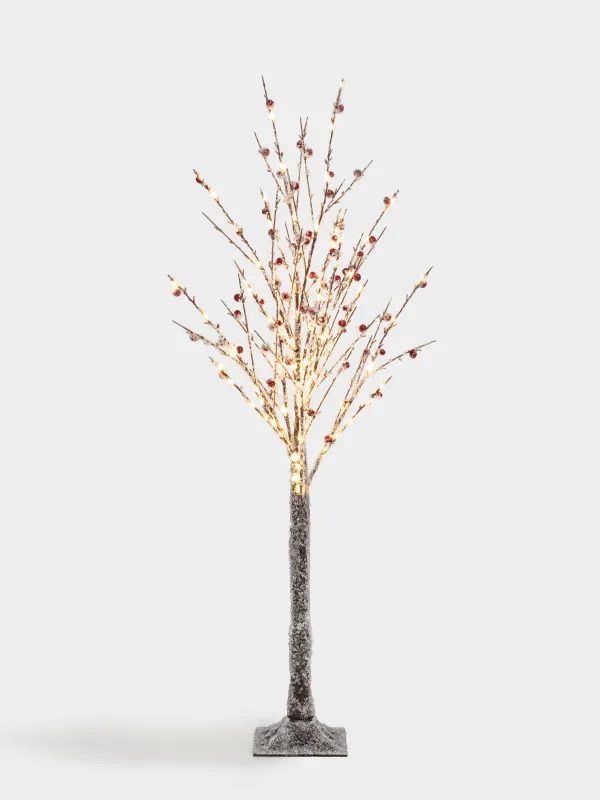 Сәндік ағаш, 1,25 м, жарықтандырылған, пластик, жидектері бар қар басқан бұтақтар, Festive mood, image-0