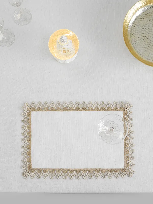 Салфетка под приборы, 30х45 см, Цветочное кружево, Flower lace gold, image-6