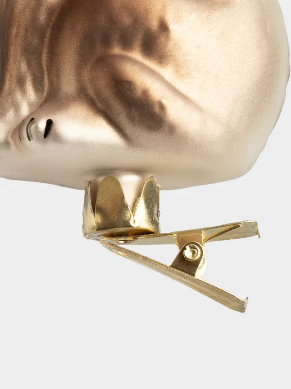 Шырша ойыншығы, 11 см, қыстырғышта, шыны, Шарф таққан мысық, Figure christmas, image-1