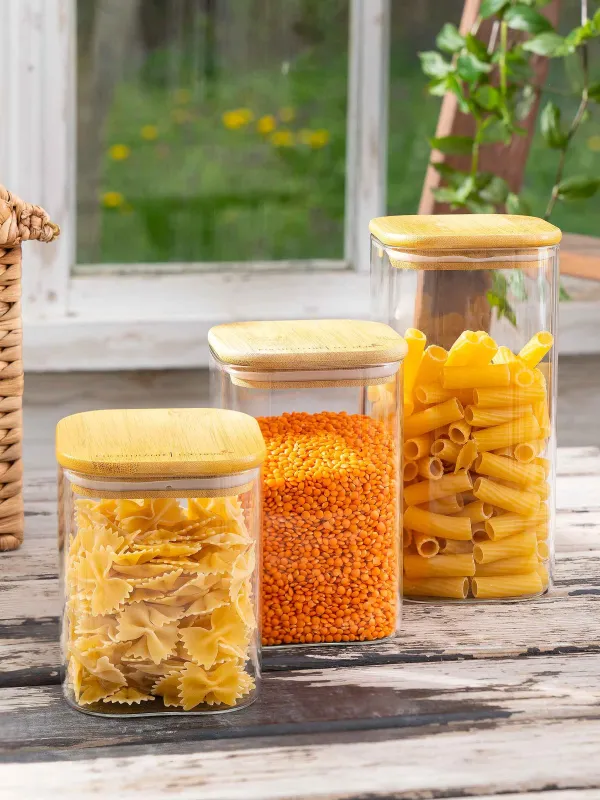 Банка для сыпучих продуктов, 1,1 л, стекло/бамбук, квадратная, Home made, image-5