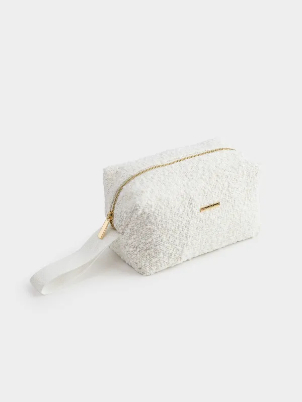 Косметичка, 25x12 см, с ручкой, букле, молочная, Boucle beauty, image-3