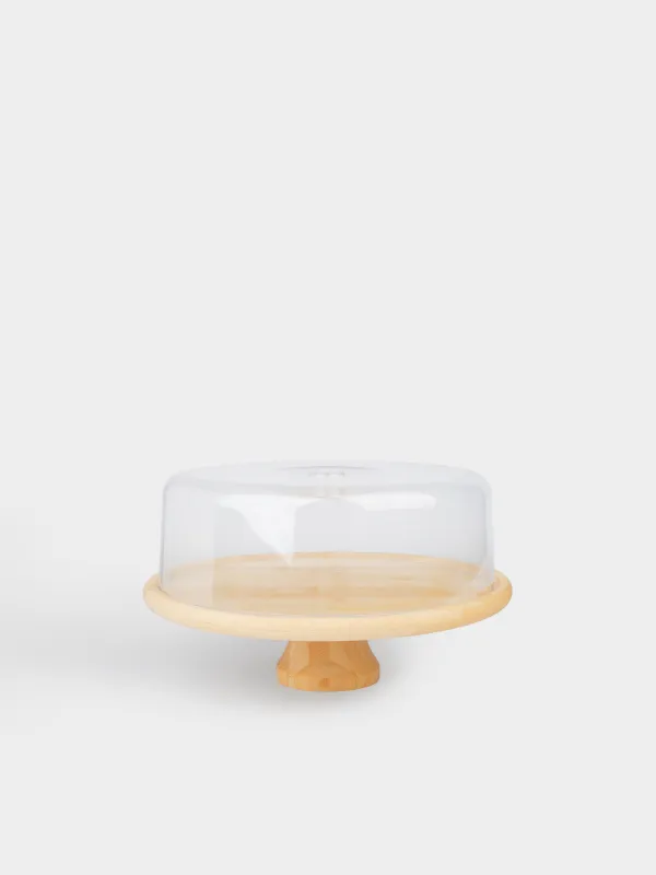 Қақпағы бар тағам, 28x15 см, аяғы бар, бамбук / пластик, дөңгелек, бамбук, image-0