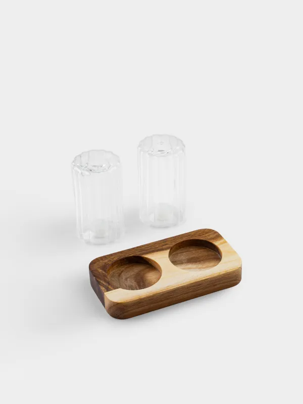 Набор для соли и перца, 8 см, на подставке, Ribby wood, image-5