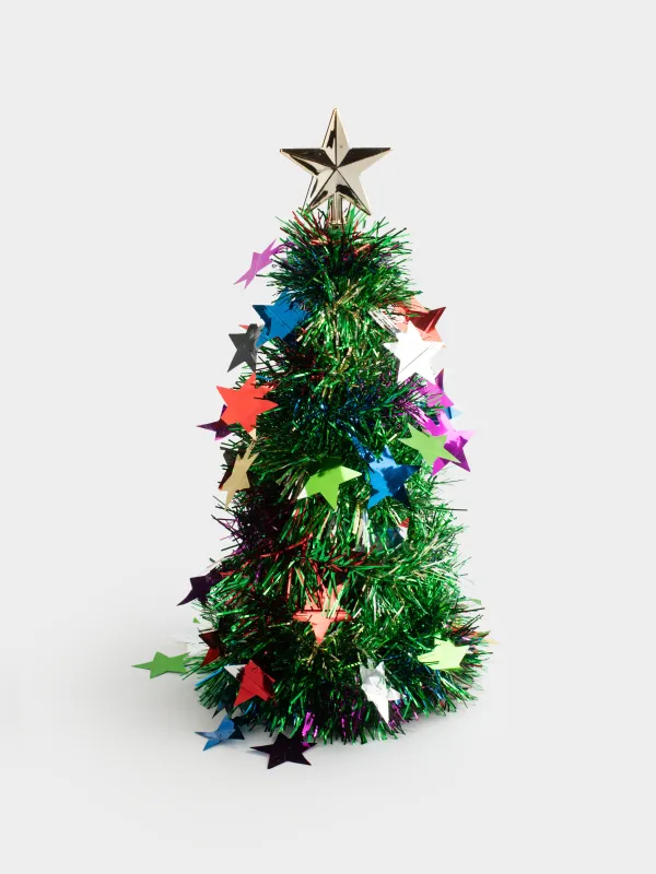 Шырша жасанды, 30 см, шырша жылтырағы/пластик, жасыл, Жұлдыздар, Tinsel christmas, image-0