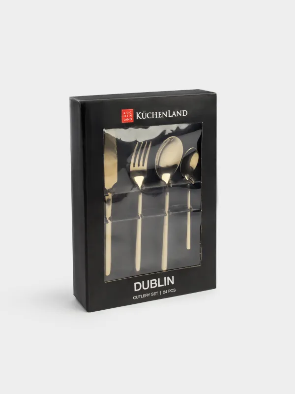 Ас құралдары, 6 тұлға, 24 зат, болат, алтын, Dublin, image-9