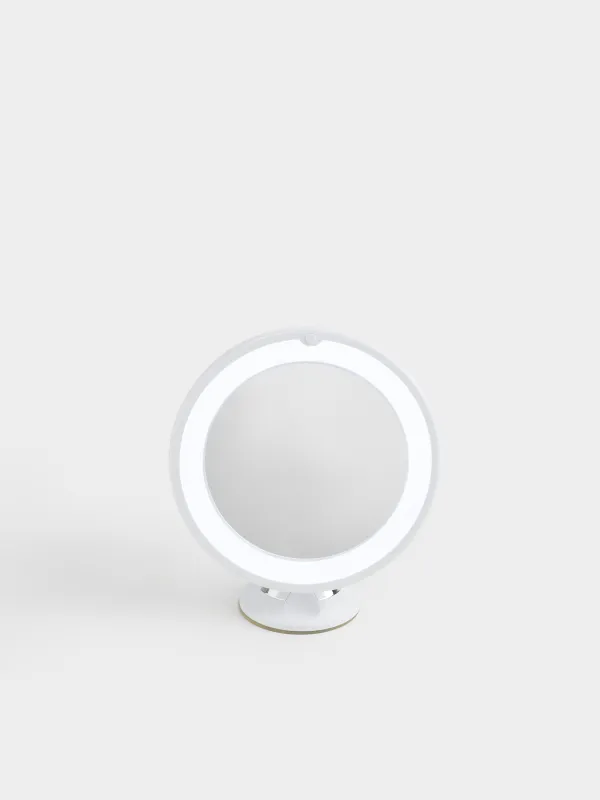 Аспалы айна, 19/12 см, үлкейтетін, жарықтандырылған, сорғышта, пластик, ақ, Mirror, image-5