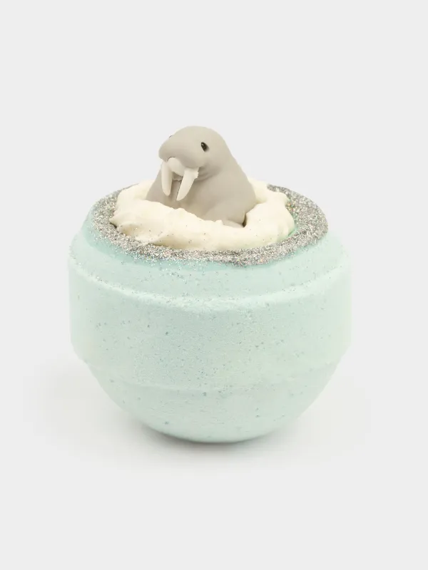 Бомбочка для ванны, 130 гр, с игрушкой, голубая, Маршмеллоу, Морж, Aquatic animals, image-2