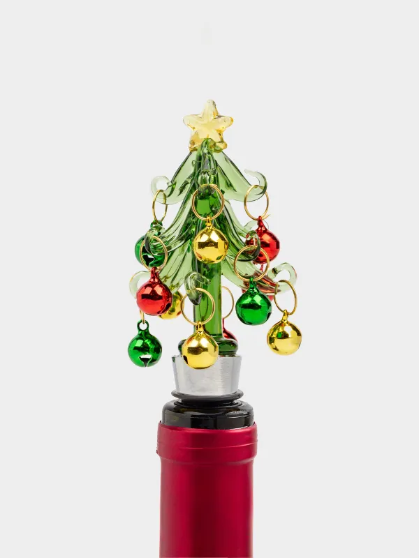 Шарап бөтелкесінің тығыны, 10 см, металл/шыны, жасыл, Шырша, Christmas traditions, image-4