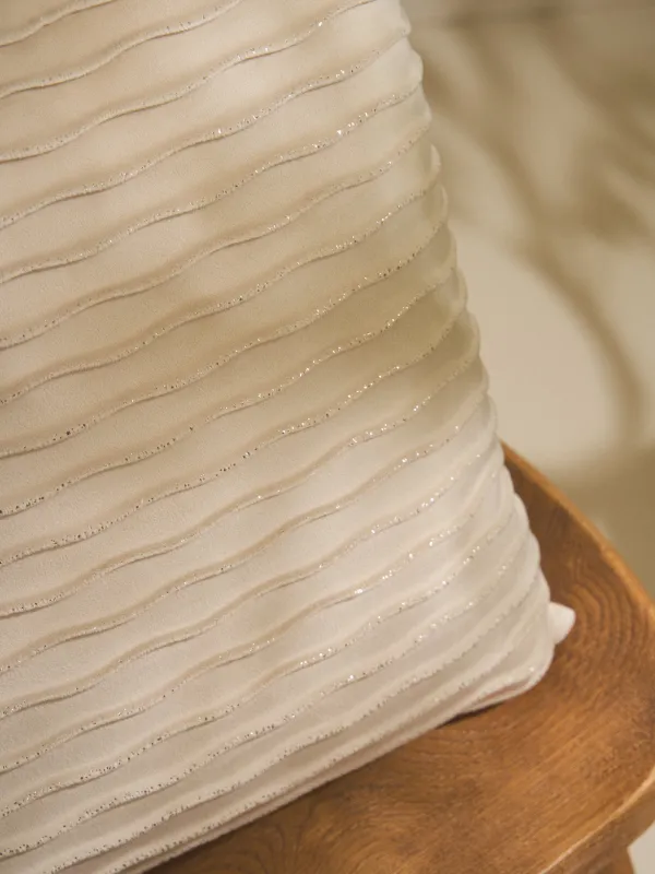 Подушка декоративная, 43х43 см, вельвет, молочно-серебристая, Волны, Abstract, image-4