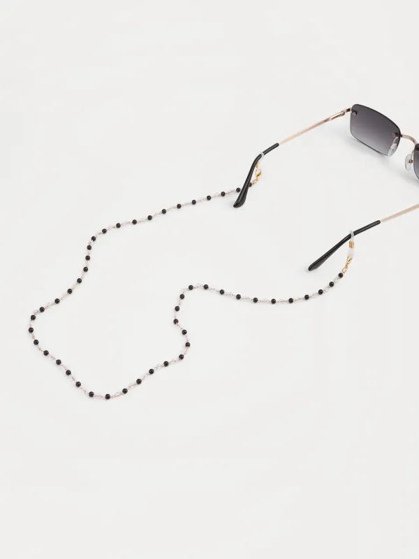 Цепочка для очков, 75 см, пластик/металл, черно-золотистая, Бусины, Baroque, image-3