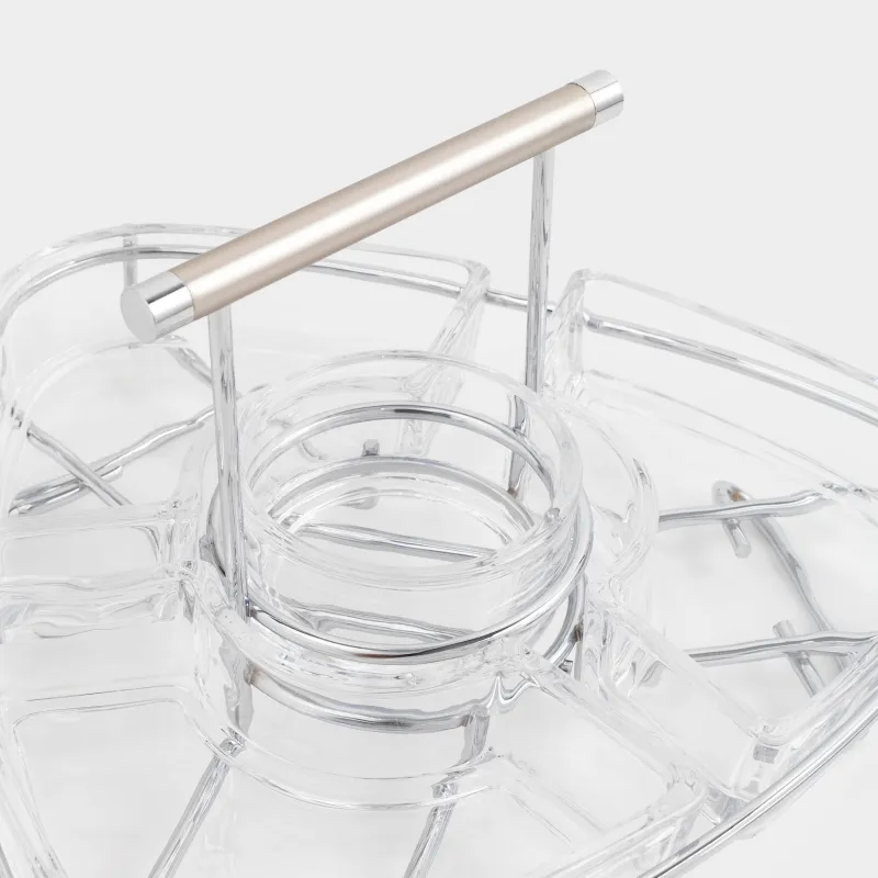 Подставка для закусок, 28x15 см, 3 отд, с ручкой, стекло/сталь, Lamerie, image-4