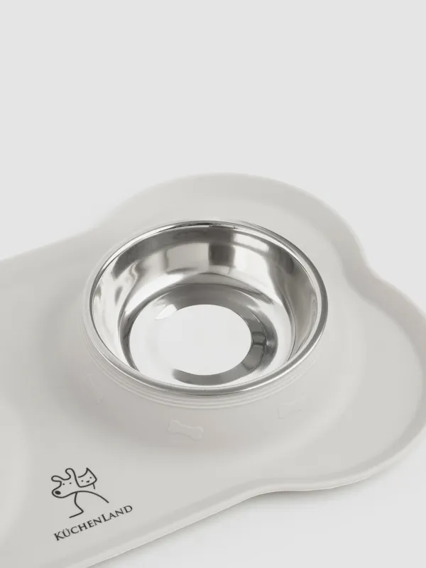 Жануарларға арналған тостаған, 35х21 см, 170 мл, қос, тұғырда, болат/силикон, сұр, Favorite pet, image-1