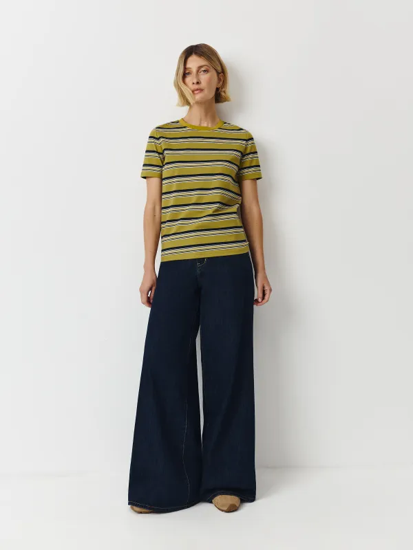 Әйелдер футболкасы, өлшемі XS, мақта/полиэстер, жасыл, Жолақ, Malgoscha, image-1