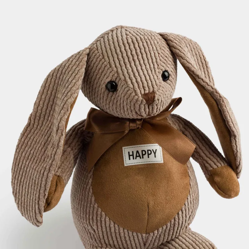 Ойыншық, 21 см, жұмсақ, полиэстер, қоңыр, Бантик таққан қоян, Rabbit, image-1