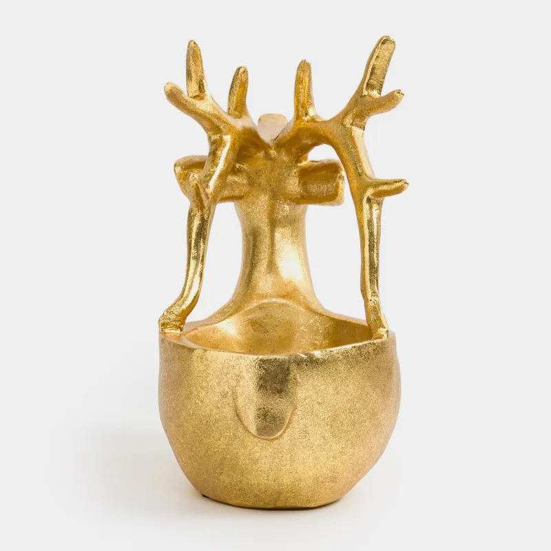 Конфетница, 32х27 см, полирезин, золотистая, Олень, Arctic deer, image-3