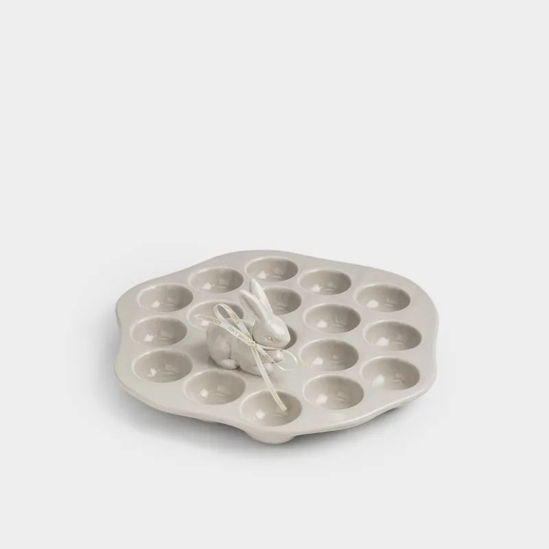 Пасха ыдысы, 27х10 см, 17 бөлім, керамика, сарғылт-қоңыр, Қоян, Rustic Easter