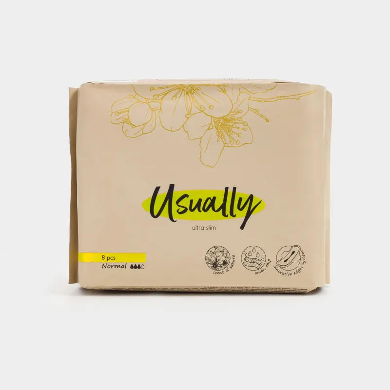 Прокладки гигиенические, 24 см, 8 шт, с крылышками, ароматизированные, Normal, Usually